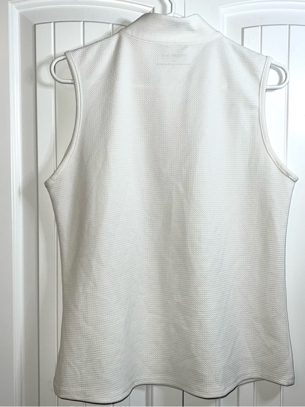Maggie Lane Medium White Sleeveless Golf Polo Waffle Knit Pickleball Coastal - Picture 5 of 10